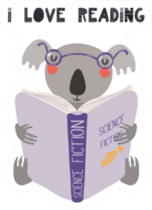 Illustration Of A Cute Funny Koala Reading A Book Sticker