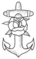 Illustration Of Anchors And Roses Sticker