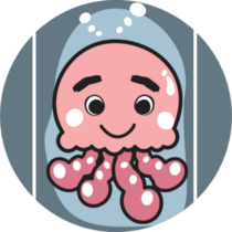 Illustration Of Cartoon Jellyfish In Pink Sticker