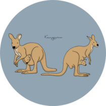 Illustration Of Cute Kangaroos On Blue Sticker