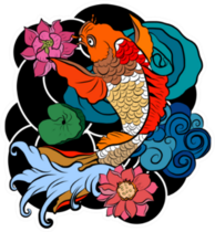 Illustration Of Japanese Koi Fish Sticker