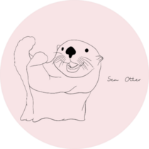 Illustration Of Sea Otter On Pink Sticker