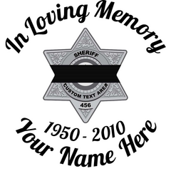 In Loving Memory Sheriff Black Band Badge Stickers