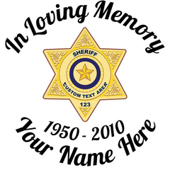 In Loving Memory Sheriff Gold Star Badge Stickers