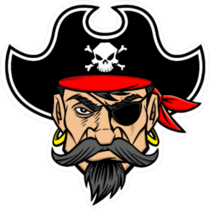 Intimidating Pirate Mascot Cartoon Sticker