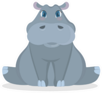 Isolated Cute Baby Hippo Cartoon Sticker