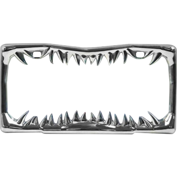 Chrome Jaws and Teeth License Plate Frame 