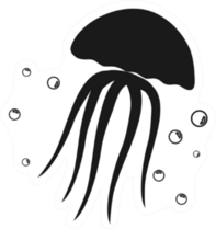 Jellyfish Icon Illustration In Black Sticker