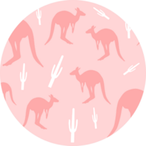 Kangaroo With Cactus Seamless Pattern Pink Sticker