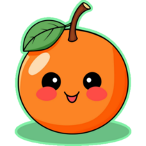 Kawaii Orange On Green Sticker