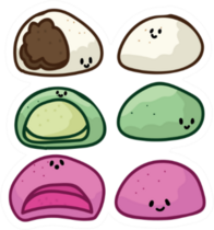 Kawaii Traditional Mochi Assortment With Faces Sticker