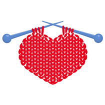 Knitted Red Heart On Needles Illustration Sticker