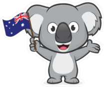 Koala Holding Australian Flag Sticker