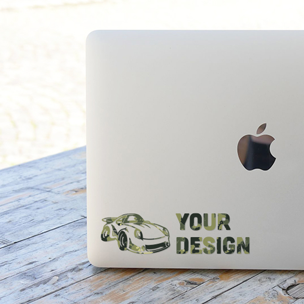 Custom Camo Transfer Sticker on Laptop