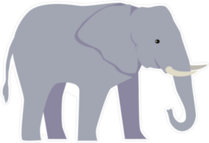 Large Cartoon Elephant Sticker