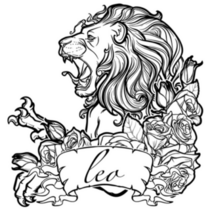 Leo Lion With Decorative Frame Of Roses Sticker