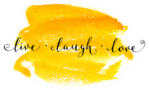 'live Laugh Love' Lettering Calligraphy On Yellow Watercolor Sticker