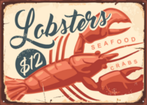 Lobsters And Crabs Vintage Seafood Restaurant Sign Sticker