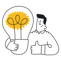 Man Holding Light Bulb And Showing Thumbs Up Sticker