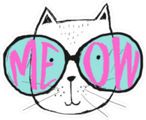 Meow Cat In Huge Glasses Sticker