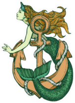 Mermaid With Anchor Color Tattoo Sticker