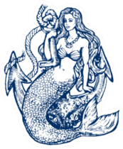 Mermaid With Anchor In Blue Sticker