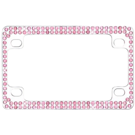 Metal Motorcycle Frame with Double Row Pink Crystals