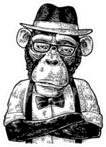 Monkey Hipster Sticker