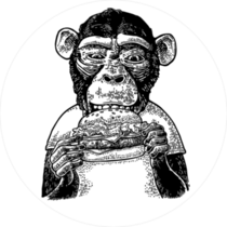 Monkey Wearing A T-shirt Eating A Hamburger Sticker