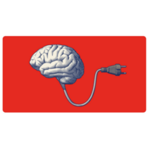 Monochrome Human Brain Electric Plug Red Sticker