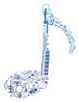 Music Note Drawn From Several Instruments Sticker