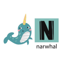 N Narwhal Alphabet Sticker