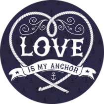 Nautical Illustration Love Is My Anchor Sticker