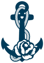 Navy Blue Anchor With Rose Sticker