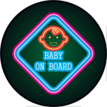 Neon Baby on Board Diamond Sticker