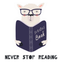 Never Stop Reading Cute Funny Llama Sticker