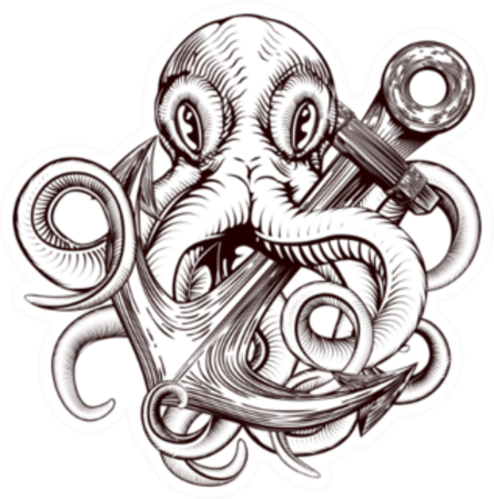 Octopus Holding A Ships Anchor Sticker