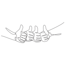 One Line Drawing Multiple Thumbs Up Sticker