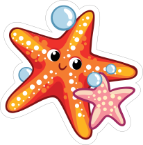 Orange and Pink Starfish Sticker