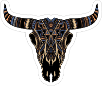 Painted Bull Cow Skull With Horns Sticker