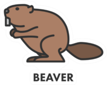 Painted Line Figure Of Beaver With Text Sticker