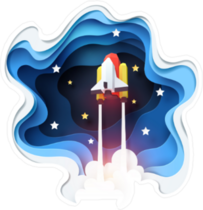 Paper Cut Space Shuttle Launching Sticker