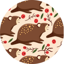 Pattern With Cartoon Cute Beaver Forest Sticker