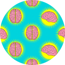 Pattern With Human Brain Pop Art Sticker