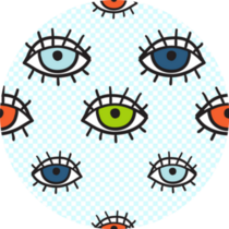 Pattern With Orange, Blue and Green Eyes Sticker