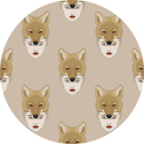 Pattern With Portraits Of Lady Coyote On Beige Sticker