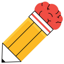 Pencil Brain Icon Sticker