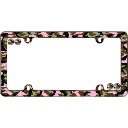 Pink Camo Girl Plastic License Plate Frame