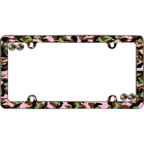 Pink Camo Girl Plastic License Plate Frame