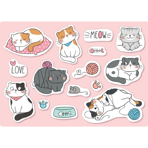 Pink Cat Sticker Sheet 